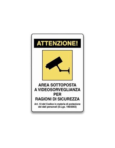 Cartello Alluminio 30x20 "AREA VIDEO...