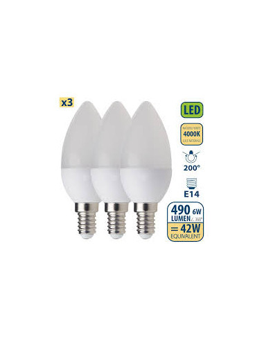 3 Lampadine Led VELAMP Oliva 6W E14...
